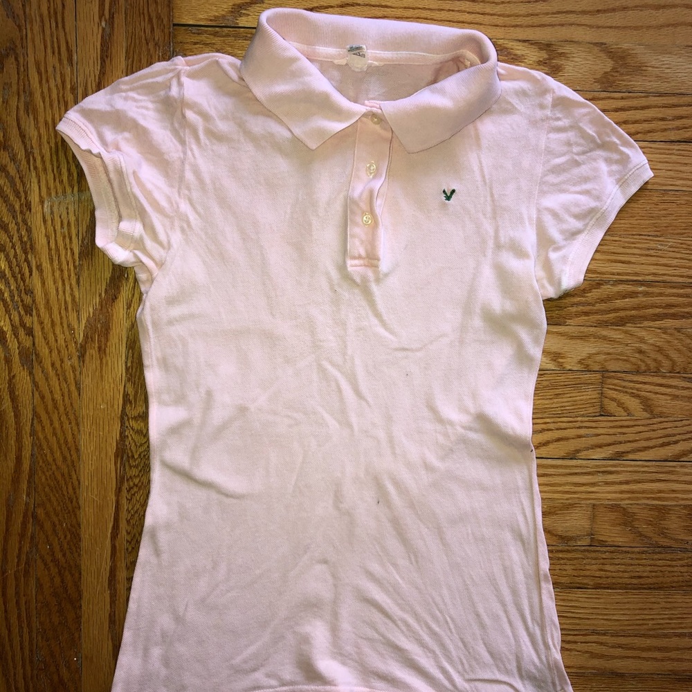 American eagle light pink polo shirt size small